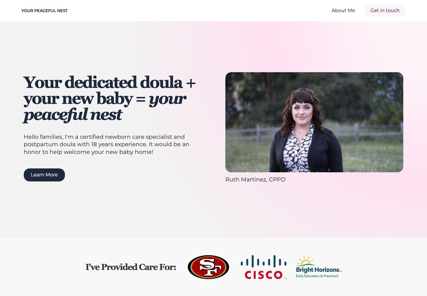Your Peaceful Nest website homepage